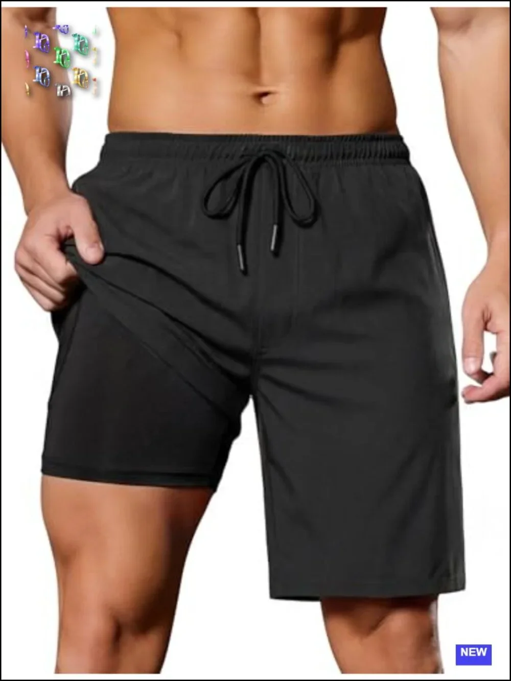 Men's Quick Dry 2 in 1 Running Shorts with Zipper Pockets Drawstring Athletic